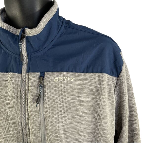 Mens Orvis Full Zip Active Fleece Lined Jacket Size XL Blue Gray - Picture 2 of 8